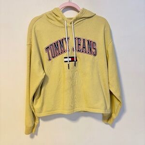 Tommy Hilfiger Jeans Oversized Drawstring Hoodie Sweatshirt Yellow Womens XS